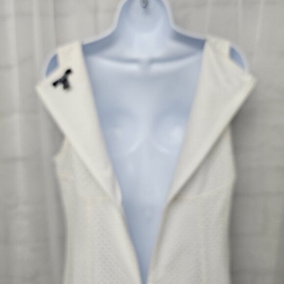 Chaps Off White Crochet Lace Sleeveless Dress Coquette Boho 16 - Picture 7 of 11